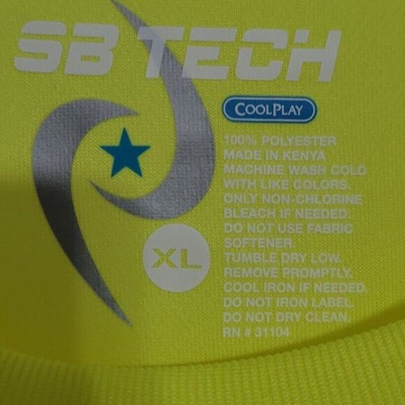SB Tech CoolPlay Men's Performance Active Moisture Wicking Shirt, Yellow, XL - Picture 10 of 10